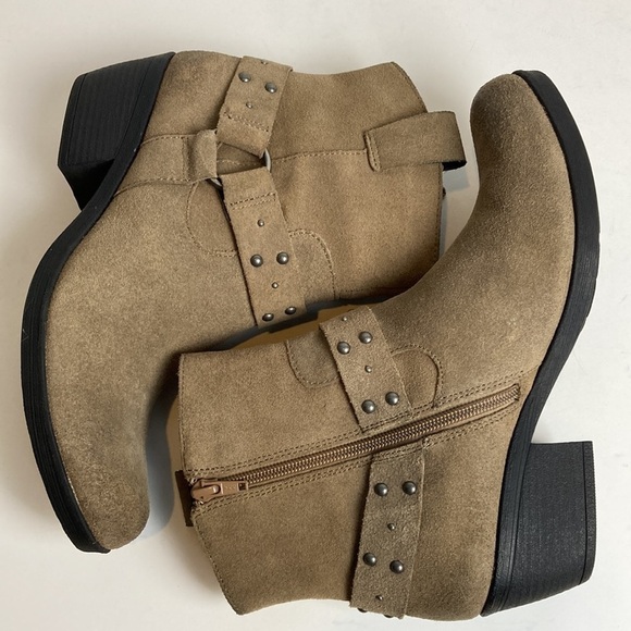 Korks by Kork-Ease Harness Ankle Boots 8 Moto Cassandra Suede Western Leather - Picture 12 of 13